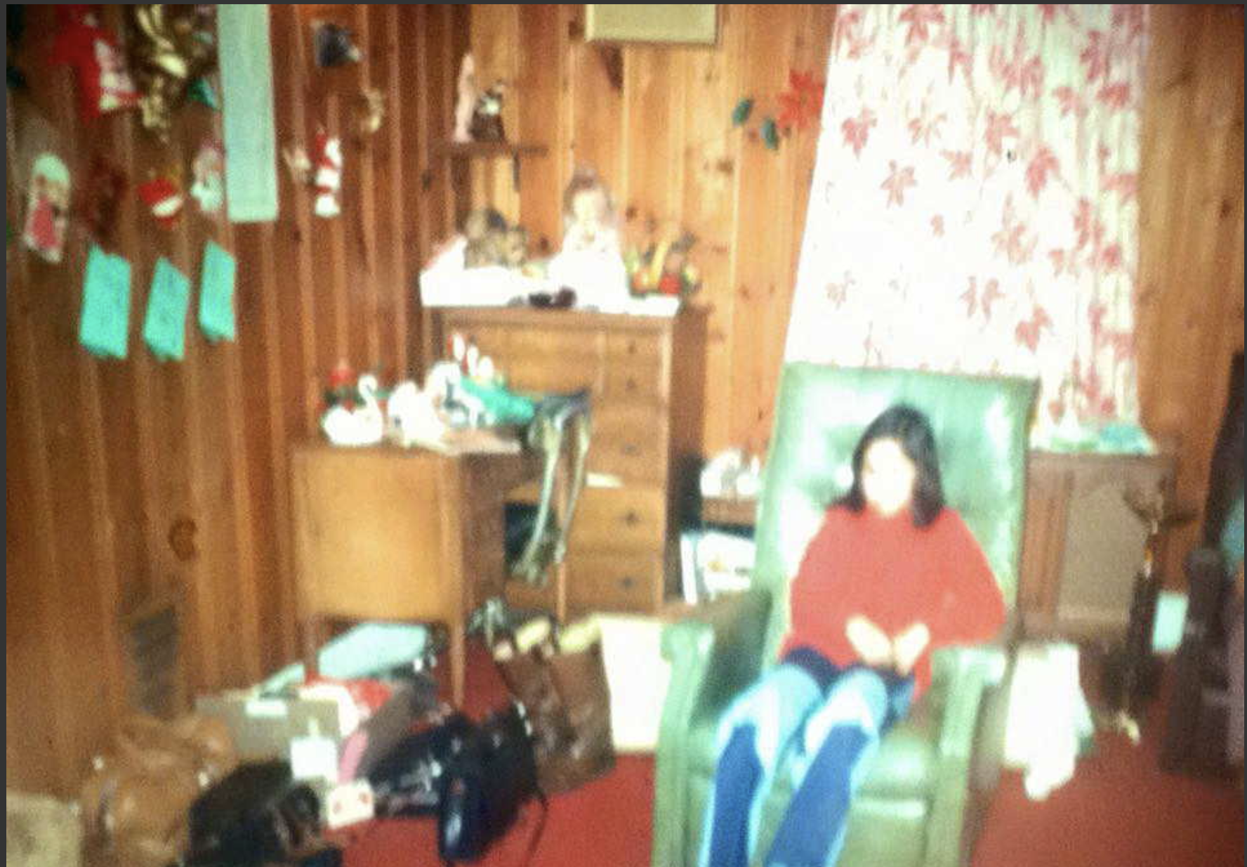 Marcia Goodin, 1974 in the green recliner in the living room